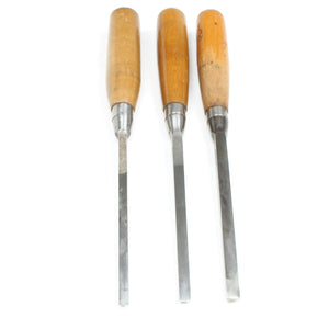 3x Old Hale Bros Mortice Chisels (Beech) - OldTools.co.uk