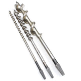 3x Old Stanley Twist Auger Drill Bits - 4/16", 8/16", 16/16"