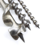 3x Old Stanley Twist Auger Drill Bits - 4/16", 8/16", 16/16"