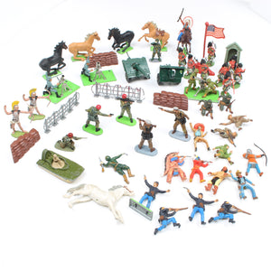 Old Collectable Soldier / Cowboy / Horse Figures + Britains Cannons