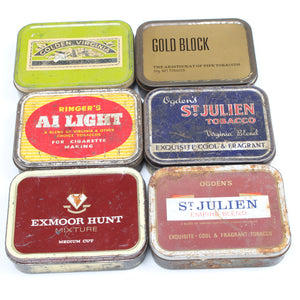 6x Old Tobacco Tins