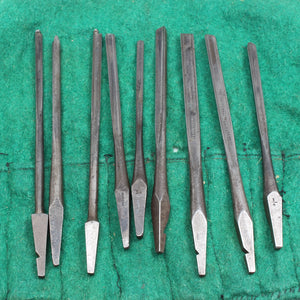 9x Old Spoon Bits in Tool Roll