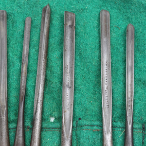 9x Old Spoon Bits in Tool Roll