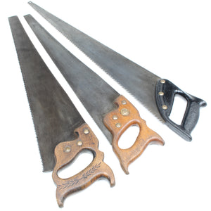 3x Old Hand Saws – 21", 22", 25” - 5tpi, 8tpi, 10tpi (Beech)