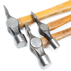 3x Old Stanley Cross-Pein Hammers (Hickory)
