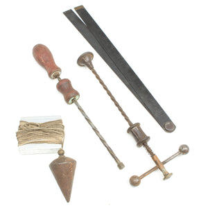 Old Archimedes Drills, Plumb Bob, Rule (A/F) (Display)