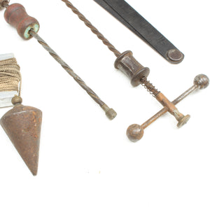 Old Archimedes Drills, Plumb Bob, Rule (A/F) (Display)