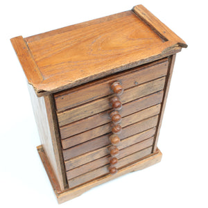 Old Miniature Wooden Chest Of Drawers Storage