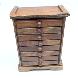 Old Miniature Wooden Chest Of Drawers Storage