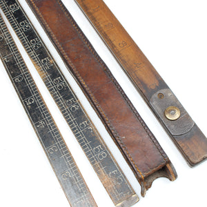 2x Old John Rabone Long Wooden Folding Rules