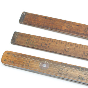 2x Old John Rabone Long Wooden Folding Rules
