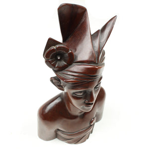 Signed Wooden Bali Bust - 12 1/2" - UK ONLY