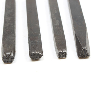 4x Old Leather Punches / Wood Punches - Flowers / Leaves