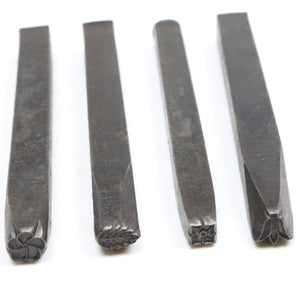 4x Old Leather Punches / Wood Punches - Flowers / Leaves