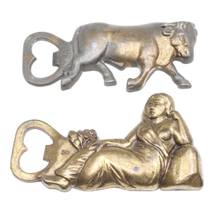 Old Bull and Goddess Bottle Openers