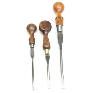 3x Old Robert Sorby (Sheffield) Screwdrivers (Beech, Boxwood)