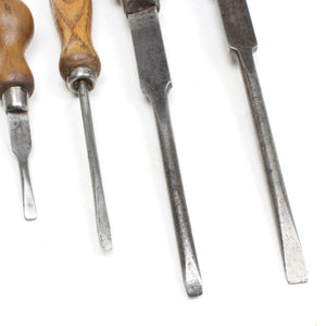 4x Old Wooden Handled Screwdrivers (Ash, Beech)