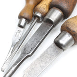 4x Old Wooden Handled Screwdrivers (Ash, Beech)