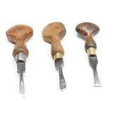 3x Old Wooden Handled Small Screwdrivers (Beech)