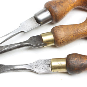 3x Old Wooden Handled Small Screwdrivers (Beech)