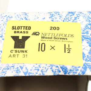 Box Of Nettlefolds CSK Brass Screws – 1 1/2” x 10