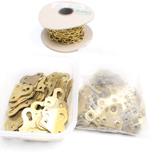 Old Fixing Plates, Mirror Plates & Brass Oval Chain