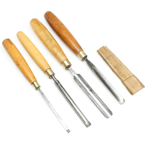 4x Old Marples Firmer Gouges & Chisel (Boxwood)