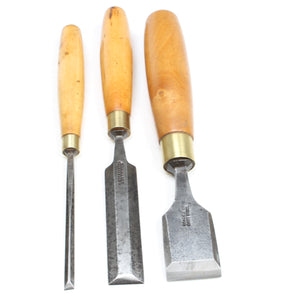 3x Old Woodwork Bevel Edge Chisels (Boxwood)