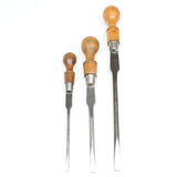 3x Old Large Named Sheffield Wooden Handled Screwdrivers (Boxwood)