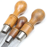 3x Old Large Named Sheffield Wooden Handled Screwdrivers (Boxwood)