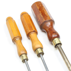 3x Old London Pattern Wooden Handled Screwdrivers (Boxwood)