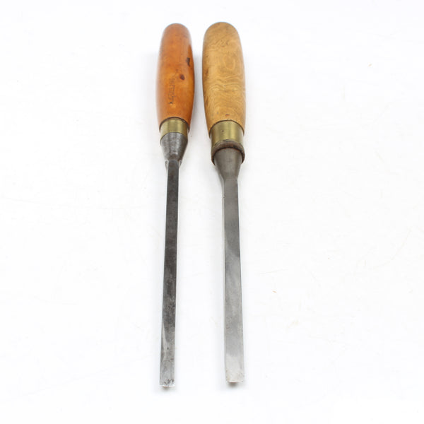 2x Old Marples Sash Mortice Chisels – 6mm, 8mm (Boxwood) – OldTools.co.uk
