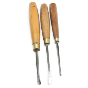 3x Old Herring (London) Wood-Carving Tools - Fishtail (Boxwood)