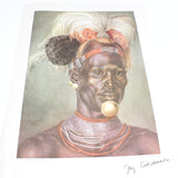 Old Signed 'Joy Adamson' Print Of African Tribes Person