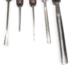 5x Old Wood-Carving Tools (Beech, Mahogany)
