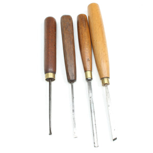 4x Old Wood-Carving Tools (Beech)