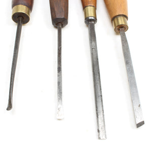 4x Old Wood-Carving Tools (Beech)