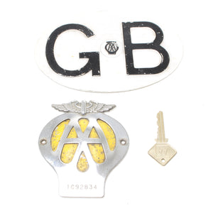 Vintage AA Car Badges and AA Key