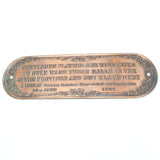 Vintage Copper Sign / Plaque - Wash Their Balls - OldTools.co.uk