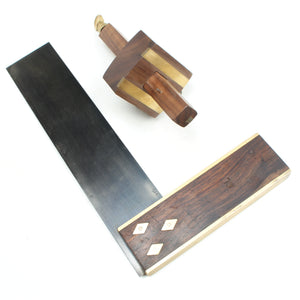 Joseph Marples Try Square and Mortice Gauge (Walnut) - OldTools.co.uk