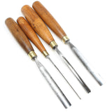 4x Old Wood-Carving Tools + Carvers Mallet (Beech) - OldTools.co.uk