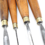 4x Old Wood-Carving Tools + Carvers Mallet (Beech) - OldTools.co.uk