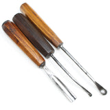 3x Old Carving Tools - Gouge, Spoon (Beech, Mahogany) - OldTools.co.uk