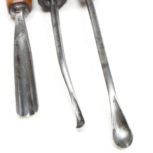 3x Old Carving Tools - Gouge, Spoon (Beech, Mahogany) - OldTools.co.uk
