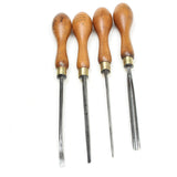 4x Old Addis Carving Tools Set (Beech) - OldTools.co.uk