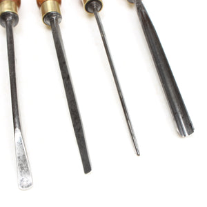 4x Old Addis Carving Tools Set (Beech) - OldTools.co.uk