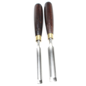 2x Incannel Firmer Gouges (Stained Beech) - OldTools.co.uk