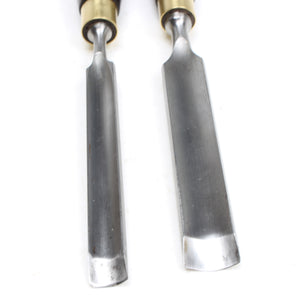 2x Incannel Firmer Gouges (Stained Beech) - OldTools.co.uk