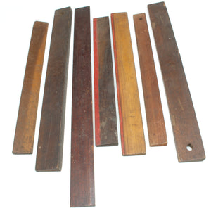 7x Old Odd Winding Sticks (Beech, Mahogany) (A/F) - OldTools.co.uk