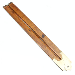 Old Rare Wooden Folding Rule with Brass Slide Rule - 24" (Boxwood) - OldTools.co.uk